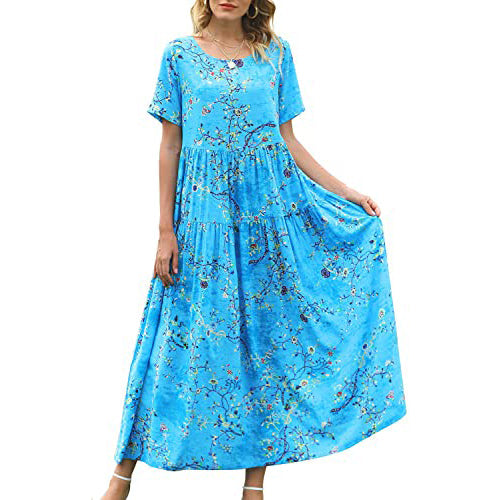 Women Casual Loose Bohemian Floral Dress