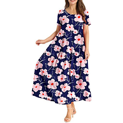 Women Casual Loose Bohemian Floral Dress