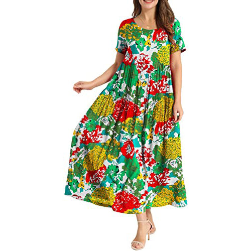 Women Casual Loose Bohemian Floral Dress
