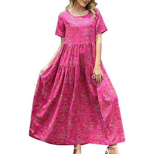 Women Casual Loose Bohemian Floral Dress
