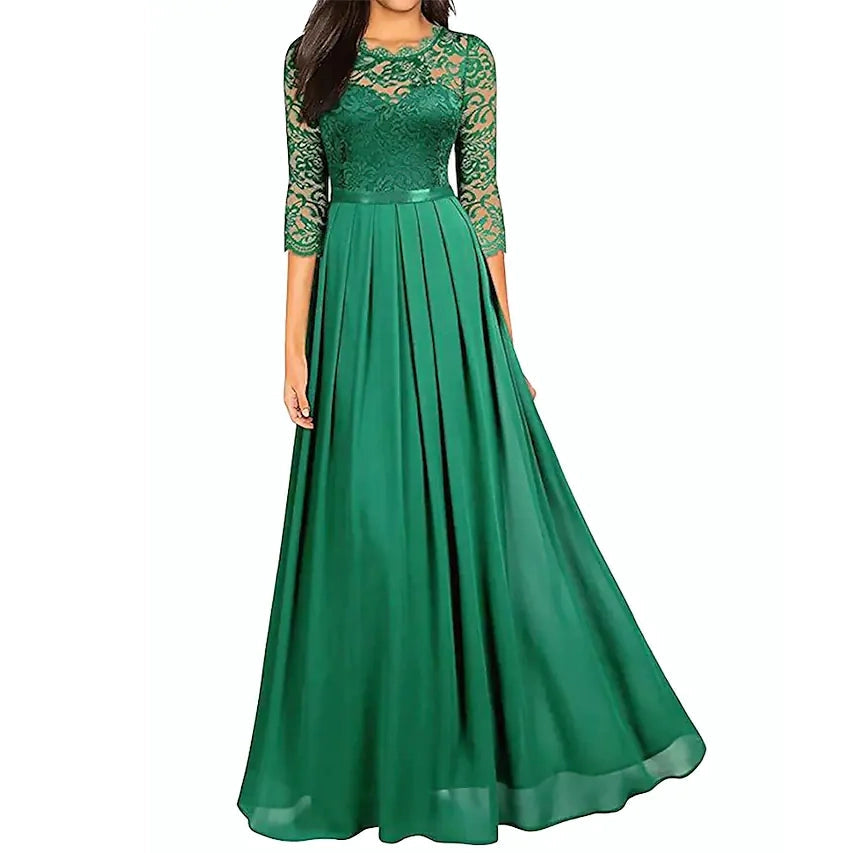 Womens Formal Party Lace Long Maxi Dress