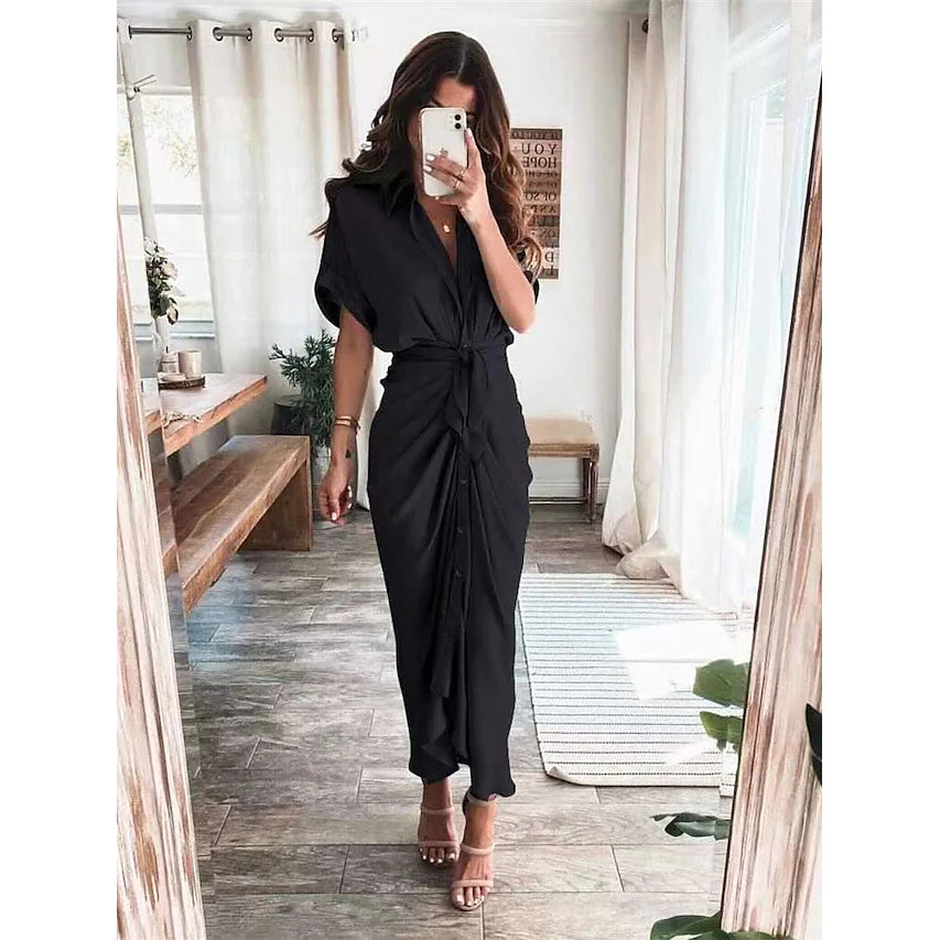 Women's Shirt Maxi Long Dress