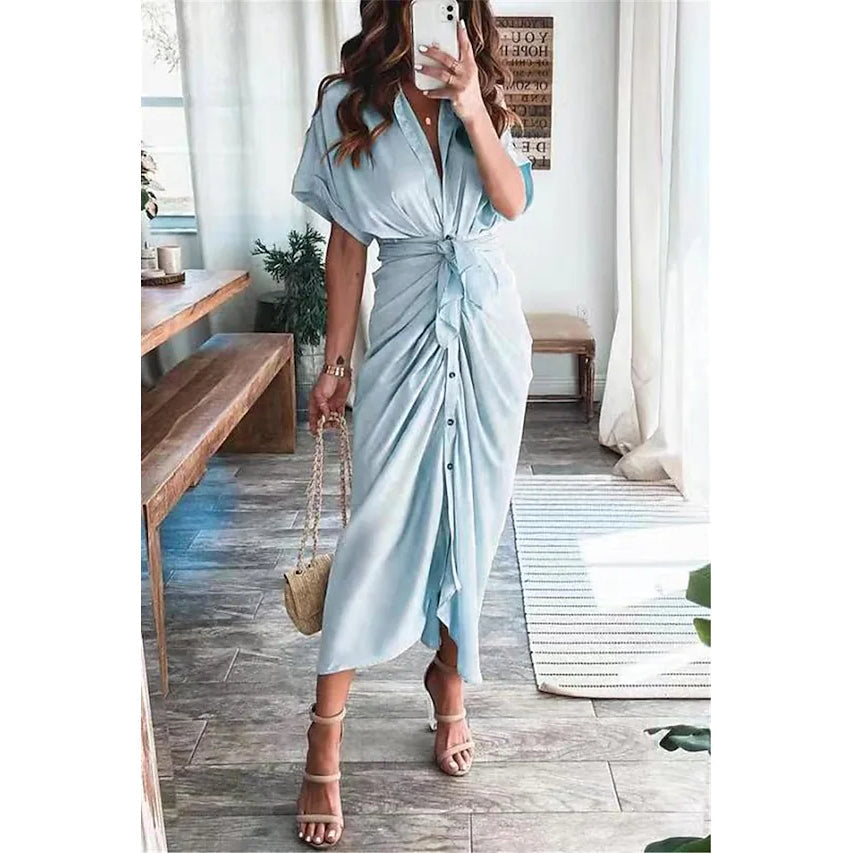 Women's Shirt Maxi Long Dress