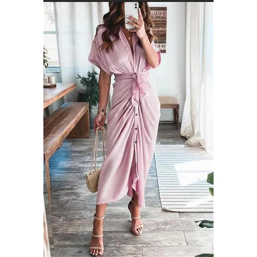 Women's Shirt Maxi Long Dress