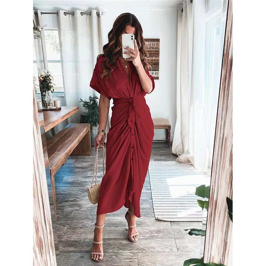 Women's Shirt Maxi Long Dress