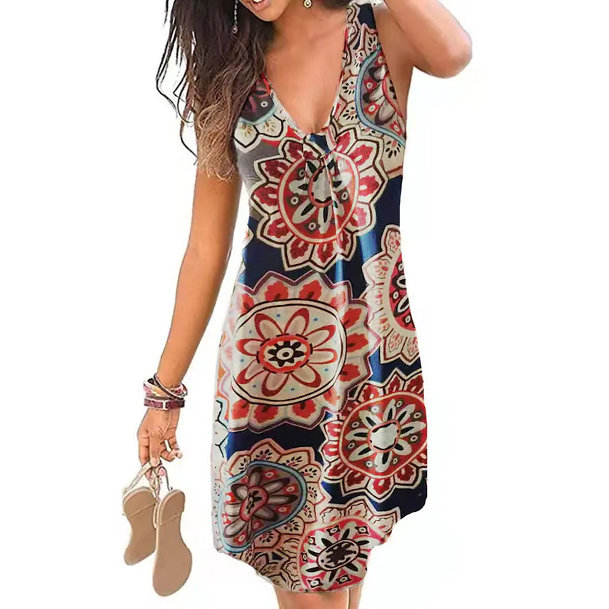 Women's V-Neck A-Line Knee Length Skirt