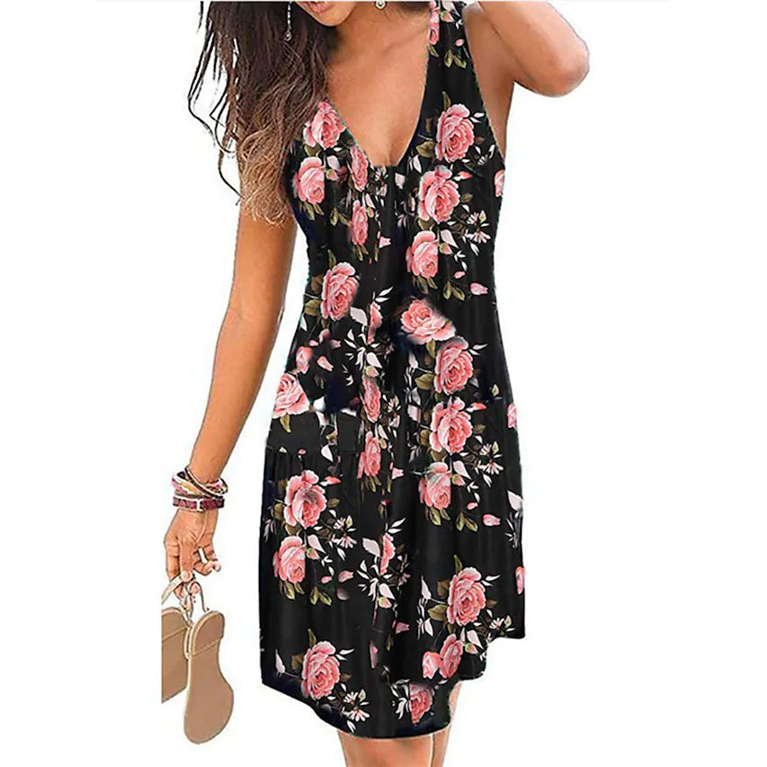 Women's V-Neck A-Line Knee Length Skirt