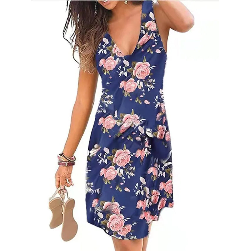 Women's V-Neck A-Line Knee Length Skirt