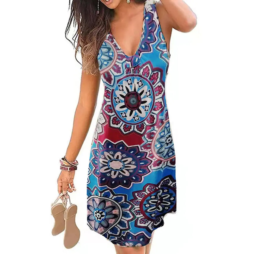 Women's V-Neck A-Line Knee Length Skirt