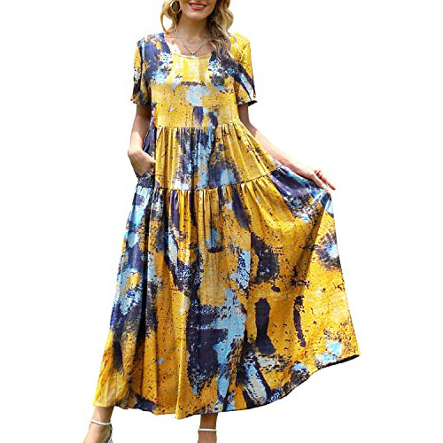 Women Casual Loose Bohemian Floral Dress