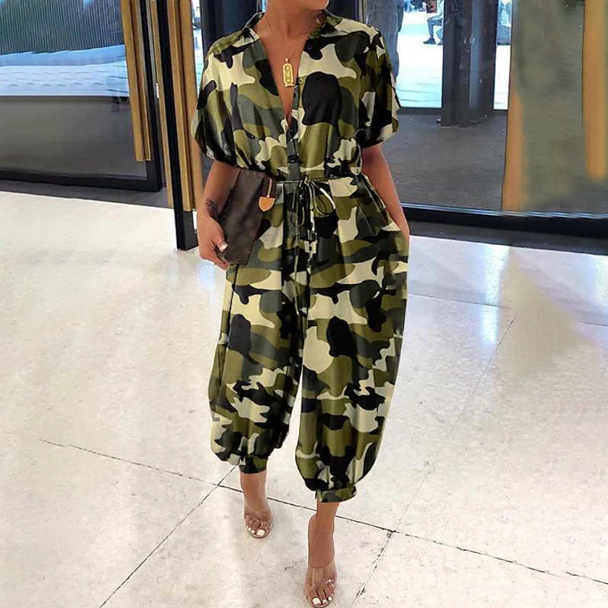 Women's Ordinary Deep V Jumpsuit