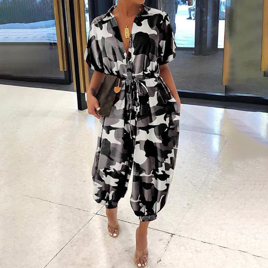 Women's Ordinary Deep V Jumpsuit