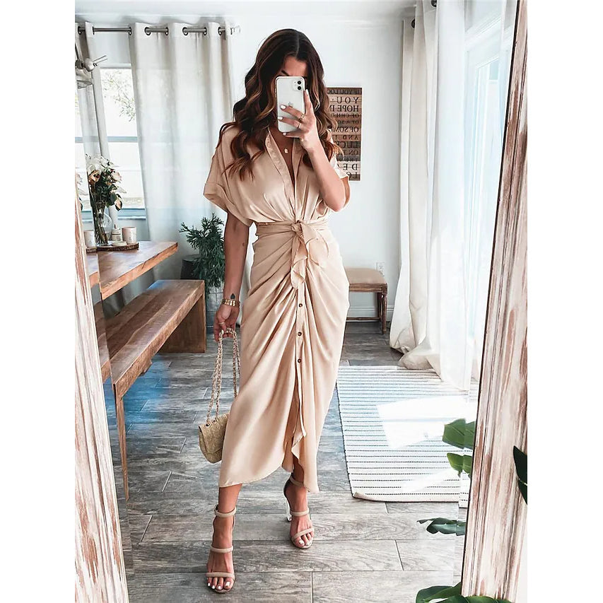 Women's Shirt Maxi Long Dress
