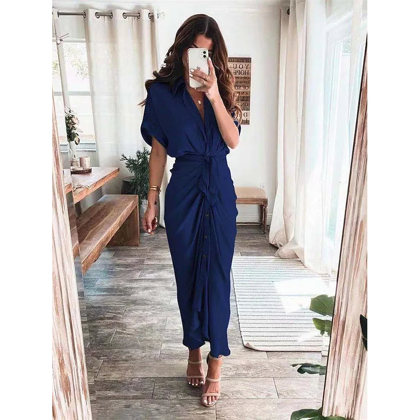 Women's Shirt Maxi Long Dress