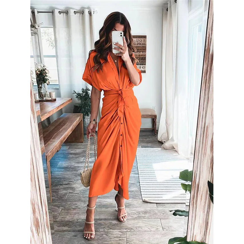 Women's Shirt Maxi Long Dress