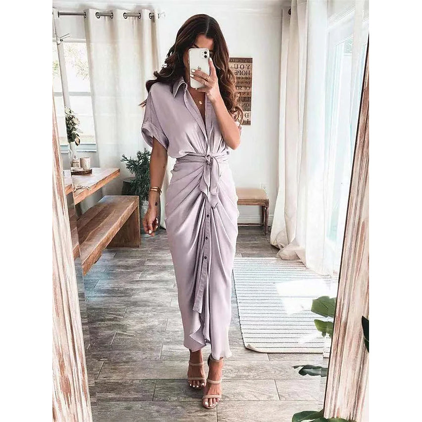 Women's Shirt Maxi Long Dress