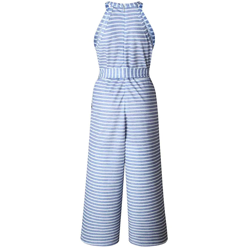 Women's Solid Color Crew Neck Casual Jumpsuit